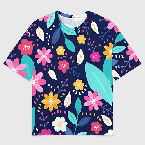 Мужская футболка оверсайз Абстракция цветочный фон / 3D-принт – фото 1