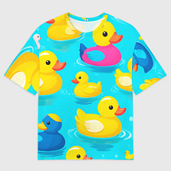 Футболка оверсайз мужская Плавающие уточки, цвет: 3D-принт