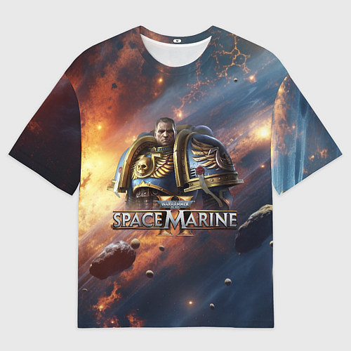 Мужская футболка оверсайз Warhammer 40000 space marine 2 Captain Titus / 3D-принт – фото 1