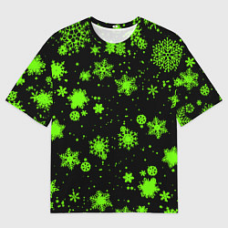 Мужская футболка оверсайз Кислотные снежинки текстура