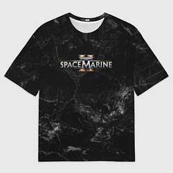Мужская футболка оверсайз Warhammer 40000 space marine 2 black logo