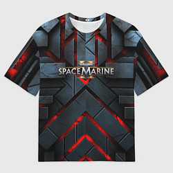 Мужская футболка оверсайз Warhammer 40000 space marine 2 лого