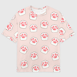 Футболка оверсайз мужская Милые отпечатки пушистых лапок, цвет: 3D-принт