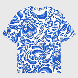 Футболка оверсайз мужская Русская гжель, цвет: 3D-принт