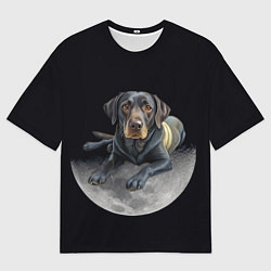 Мужская футболка оверсайз Лабрадор и луна