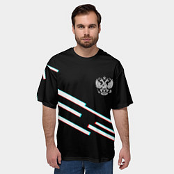 Футболка оверсайз мужская Полосы герб спорт, цвет: 3D-принт — фото 2