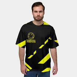 Футболка оверсайз мужская Nirvana geometry yellow, цвет: 3D-принт — фото 2