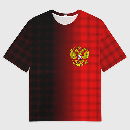 Мужская футболка оверсайз Герб РФ текстура красный / 3D-принт – фото 1