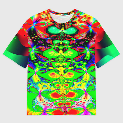 Мужская футболка оверсайз Оптический фрактал кислота / 3D-принт – фото 1