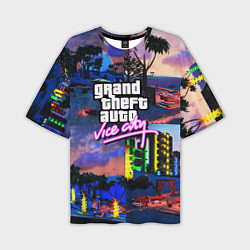 Мужская футболка оверсайз GTA vice city коллаж