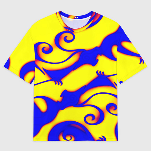 Мужская футболка оверсайз Аниме драконы неон / 3D-принт – фото 1
