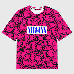 Футболка оверсайз мужская Nirvana pink logo, цвет: 3D-принт