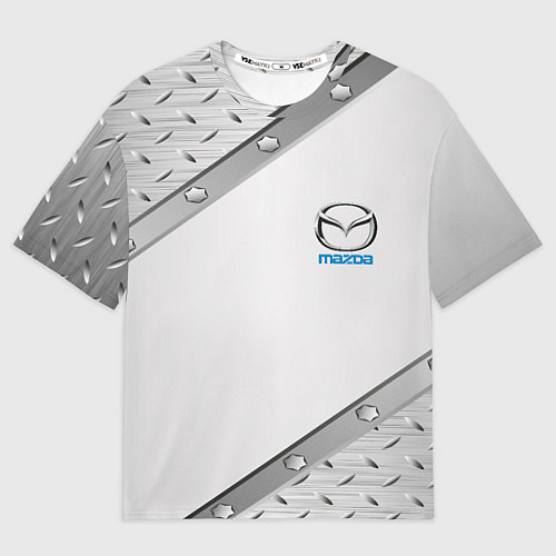 Мужская футболка оверсайз Mazda текстура метал / 3D-принт – фото 1