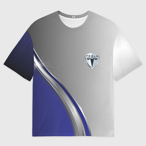 Мужская футболка оверсайз Tesla abstraction auto / 3D-принт – фото 1