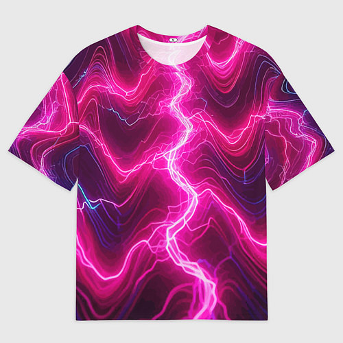 Мужская футболка оверсайз Pink lightnings - ai art fantasy / 3D-принт – фото 1