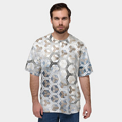 Футболка оверсайз мужская Зеркальные соты с переливами света, цвет: 3D-принт — фото 2