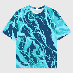 Футболка оверсайз мужская Морской сине-голубой абстракция, цвет: 3D-принт