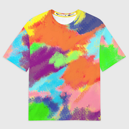 Мужская футболка оверсайз Яркие пятна мелками - текстура / 3D-принт – фото 1