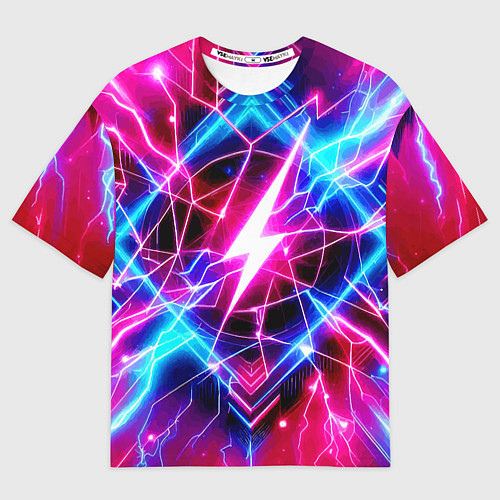 Мужская футболка оверсайз Lightning - neon fantasy / 3D-принт – фото 1