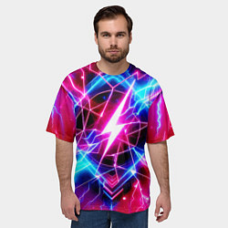 Футболка оверсайз мужская Lightning - neon fantasy, цвет: 3D-принт — фото 2