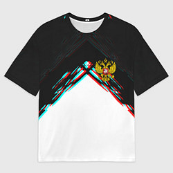 Футболка оверсайз мужская Краски глитч герб РФ, цвет: 3D-принт