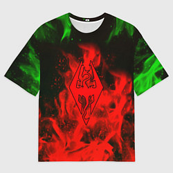 Футболка оверсайз мужская Skyrim fire steel, цвет: 3D-принт