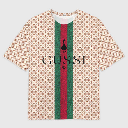 Мужская футболка оверсайз Гусси - зелено-красная полоса / 3D-принт – фото 1