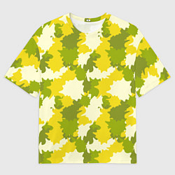 Футболка оверсайз мужская Желтые и зеленые камуфляжные пятна, цвет: 3D-принт