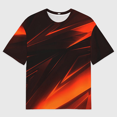 Мужская футболка оверсайз Geometry orange stripes / 3D-принт – фото 1