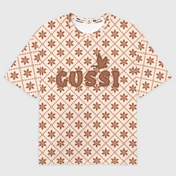 Мужская футболка оверсайз Гусси - узор в стиле Гучи