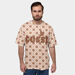 Футболка оверсайз мужская Гусси - узор в стиле Гучи, цвет: 3D-принт — фото 2