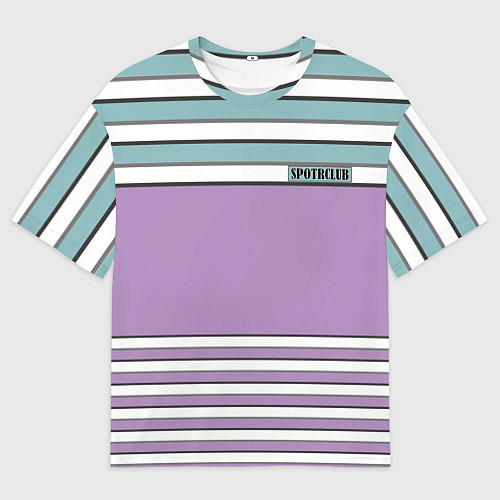 Мужская футболка оверсайз Горизонтальный полосы сиреневые и зеленые / 3D-принт – фото 1