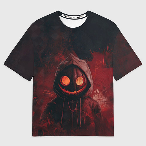 Мужская футболка оверсайз Тыквенный Джек в багровых тонах / 3D-принт – фото 1