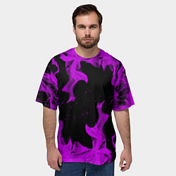 Футболка оверсайз мужская Неоновый огонь текстура, цвет: 3D-принт — фото 2