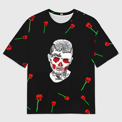 Мужская футболка оверсайз Lil peep rap band rose / 3D-принт – фото 1