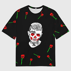 Футболка оверсайз мужская Lil peep rap band rose, цвет: 3D-принт