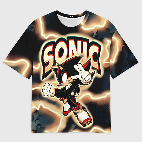 Мужская футболка оверсайз Sonic в молниях / 3D-принт – фото 1