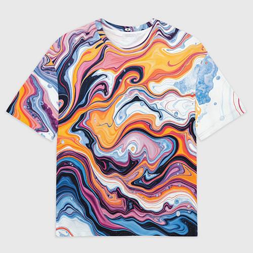Мужская футболка оверсайз Жидкие разноцветные краски / 3D-принт – фото 1