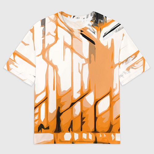 Мужская футболка оверсайз Оранжевые полосы на белом фоне / 3D-принт – фото 1