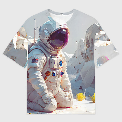 Мужская футболка оверсайз Космонавт на фантастической планете / 3D-принт – фото 1