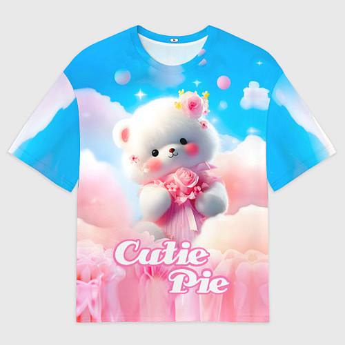 Мужская футболка оверсайз Белый медвежонок - кукла / 3D-принт – фото 1
