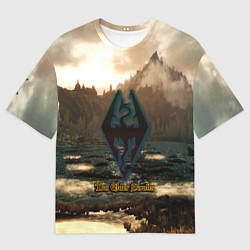 Мужская футболка оверсайз Skyrim logo природа