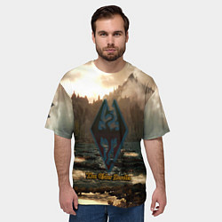 Футболка оверсайз мужская Skyrim logo природа, цвет: 3D-принт — фото 2