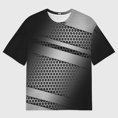 Мужская футболка оверсайз Карбоновая текстура хром / 3D-принт – фото 1