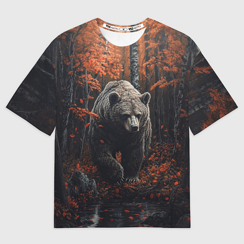 Мужская футболка оверсайз Медведь в осеннем лесу / 3D-принт – фото 1