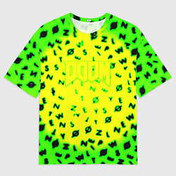 Мужская футболка оверсайз Doom кислотное лого символы