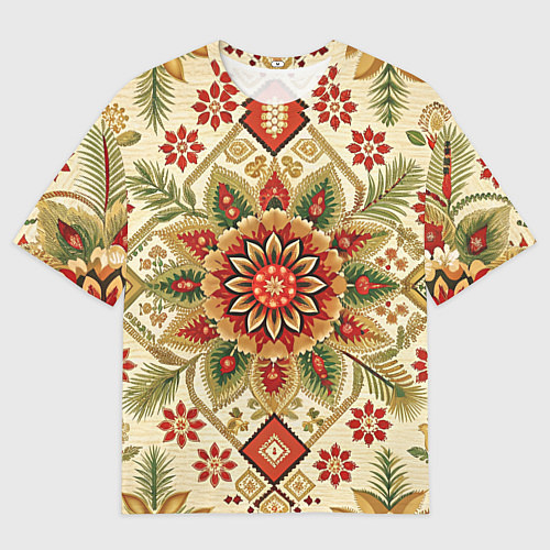 Мужская футболка оверсайз Русские классические узоры и орнамент / 3D-принт – фото 1