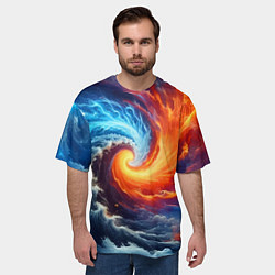 Футболка оверсайз мужская Столкновение двух стихий - инь янь, цвет: 3D-принт — фото 2