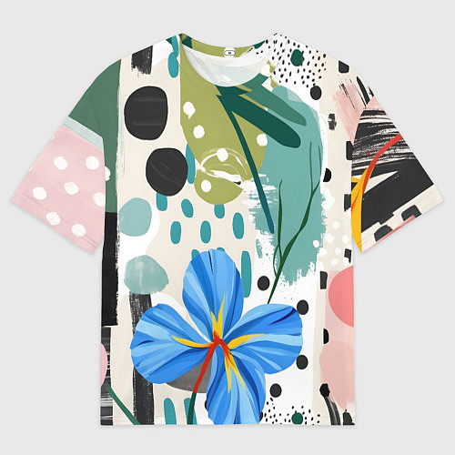 Мужская футболка оверсайз Цветы горошек абстракция / 3D-принт – фото 1