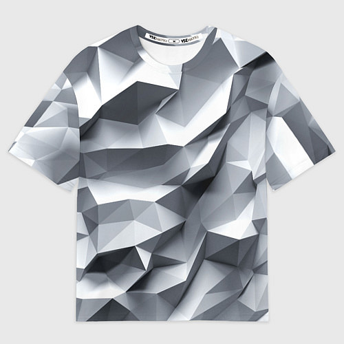Мужская футболка оверсайз Белая геометрия с искажением / 3D-принт – фото 1